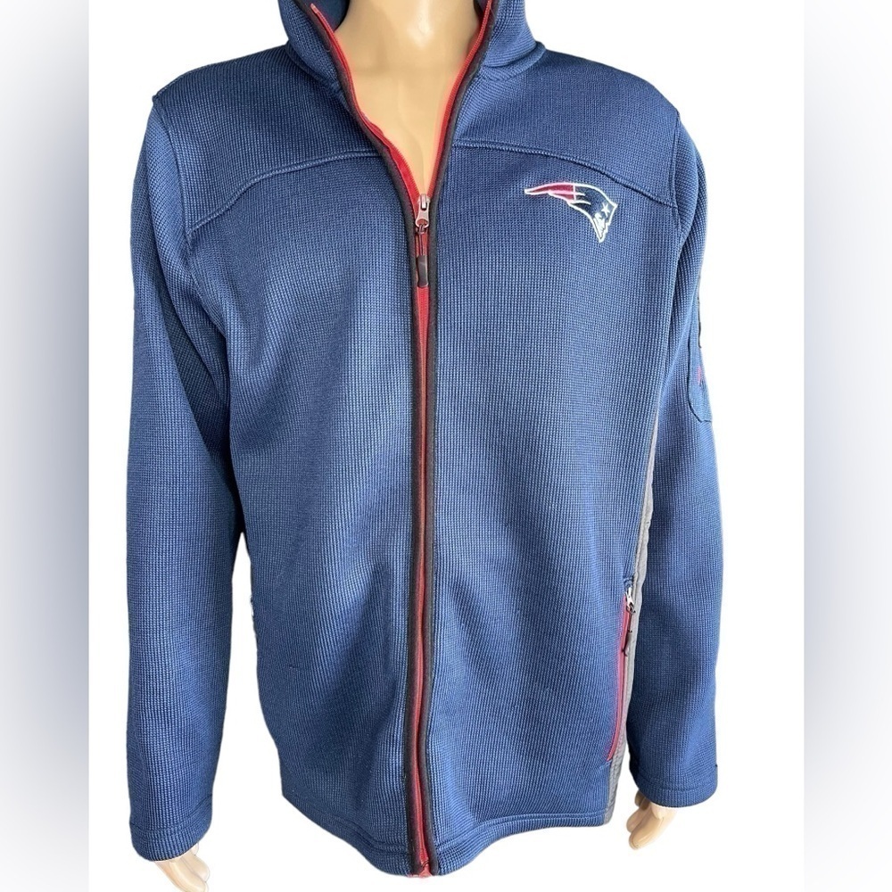New England Patriots NFL Team Apparel Hooded Fleece Zip Jacket Men’s L Blue Red - Picture 7 of 16